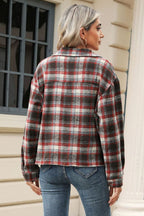 R&B | Eingeschnittener Karomuster-Kragen Jacke mit herabgesetztem Schulterdesign