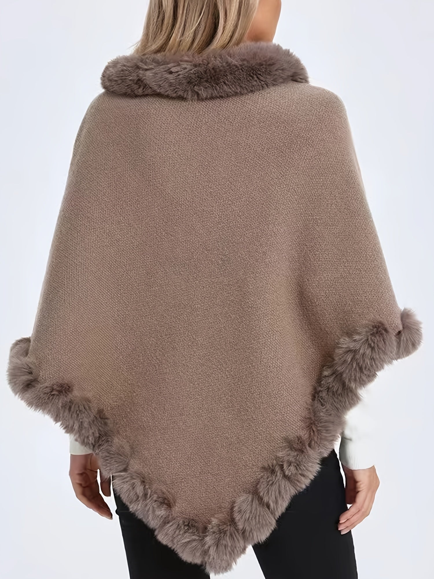 R&B | Poncho mit Pelzdetails Acrylmix Elegante Struktur