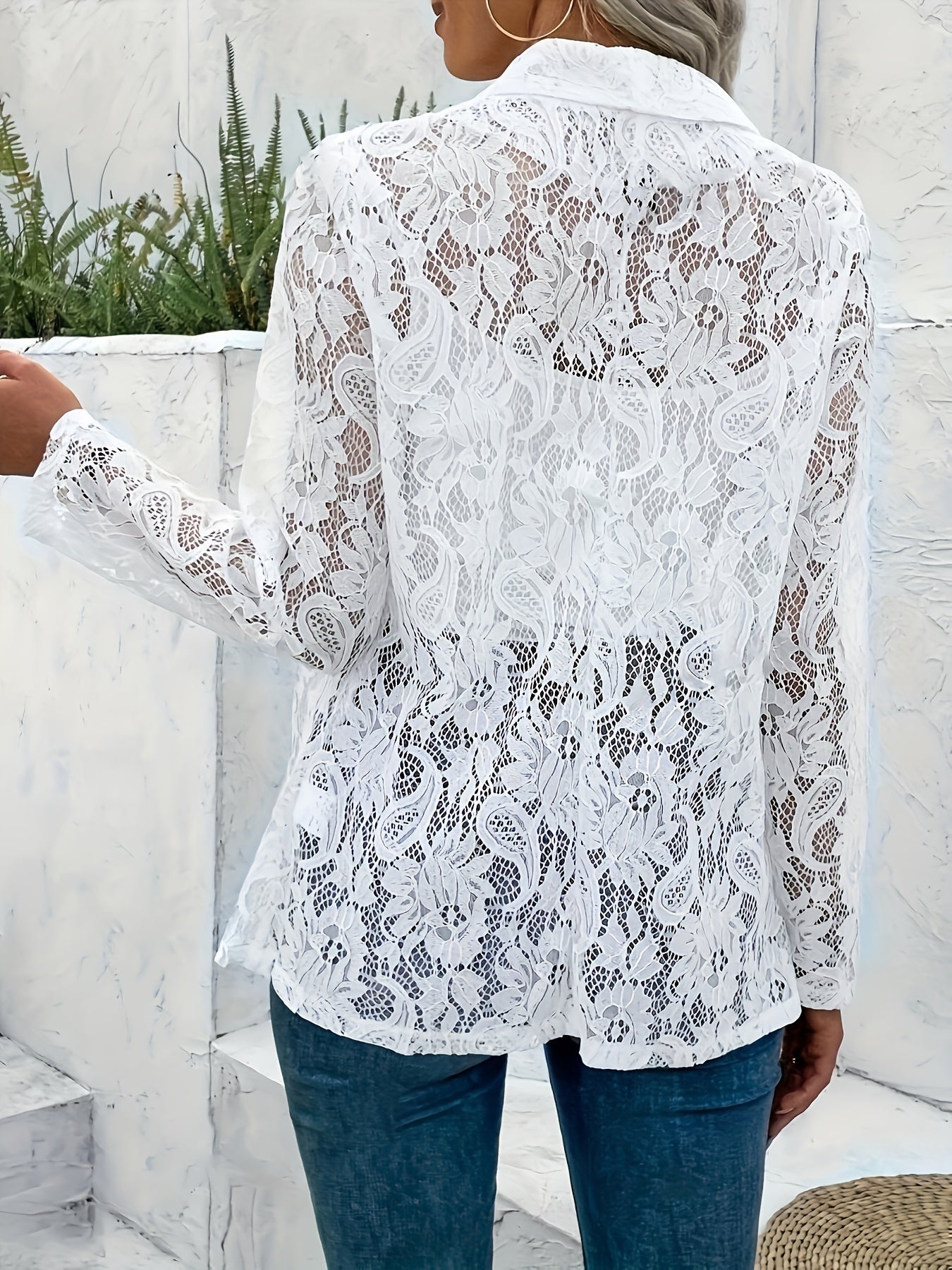 R&B | Offener Vorderer Floralspitzen Revers Blazer