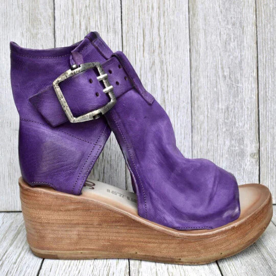 R&B | Offene High Top Sandalen mit Keilabsatz und Schnalle für Damen