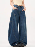 R&B | Blaue Boyfriend Jeans Mit Großen Taschen Und Weitem Krummschnitt