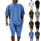 R&B | Lockeres T-Shirt Shorts einfarbiges Set