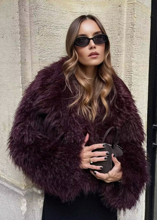 R&B | Kunstpelz Winterjacke in Burgunder