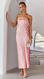 R&B | Satin rückenfreies Röhrentop Kleid