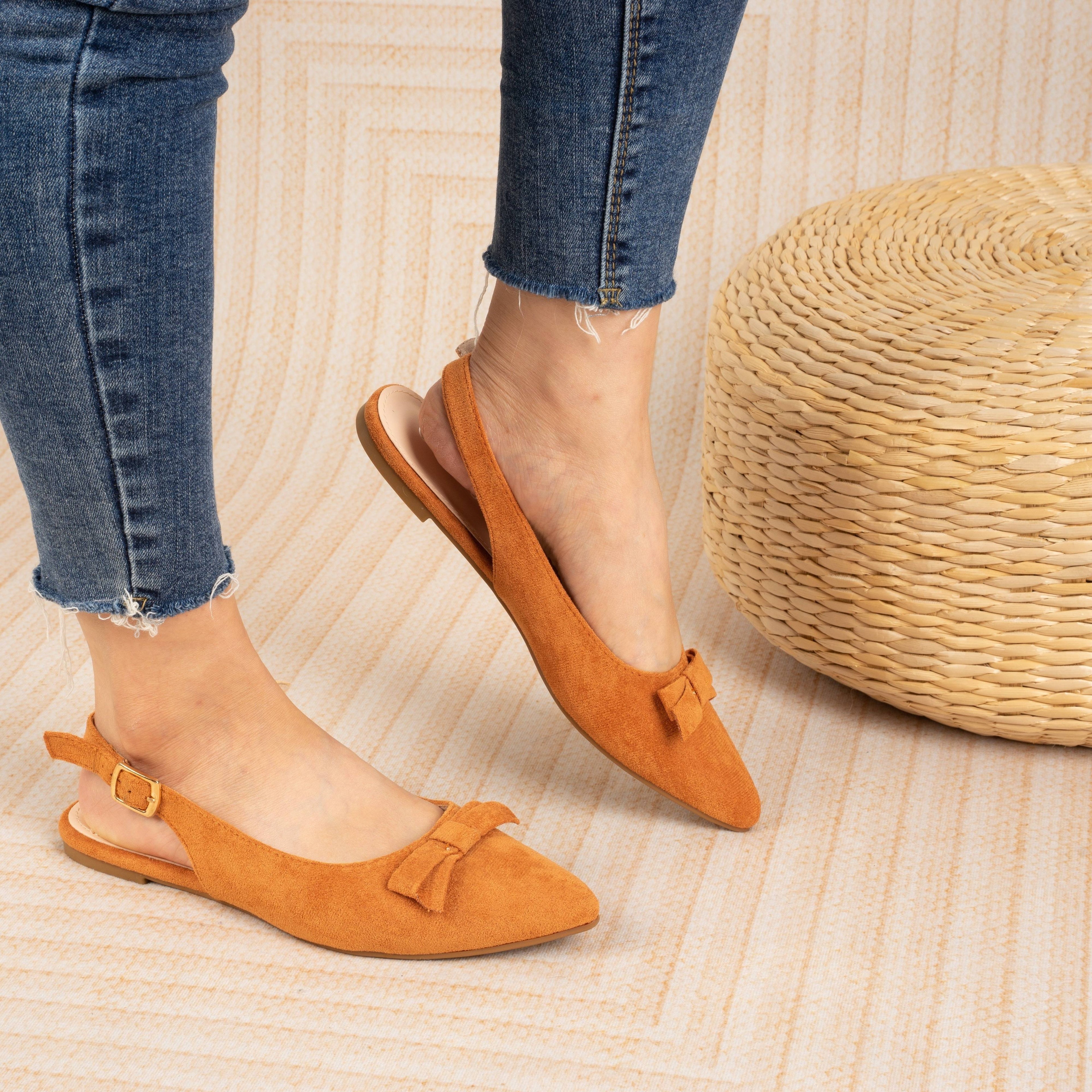 R&B | Flache Slingback Sandalen mit Schleife