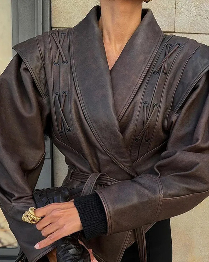 R&B | Lederjacke mit langen Ärmeln