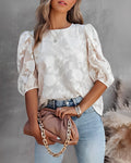 R&B | Elegante Damen Blumenbluse mit Puffärmeln