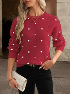 R&B | langärmliger poker-dot-pullover