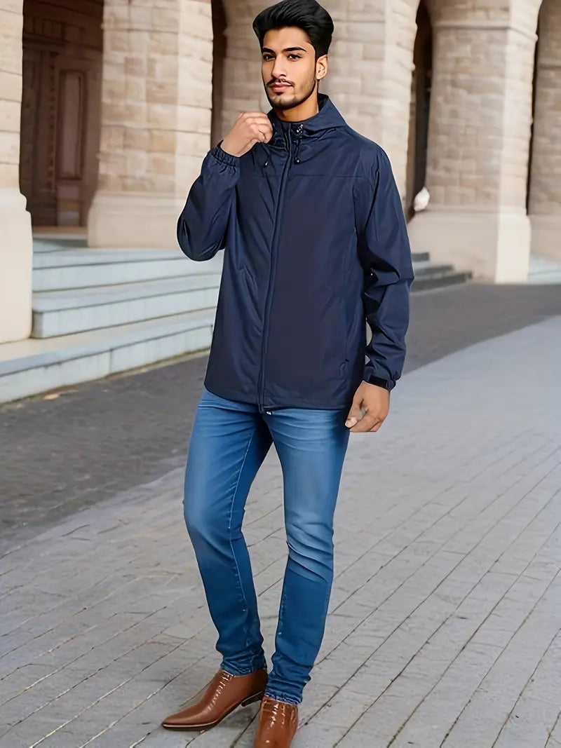 R&B | Herren Stilvolle Kapuzen-Windjacke - Wasserdichtes Design