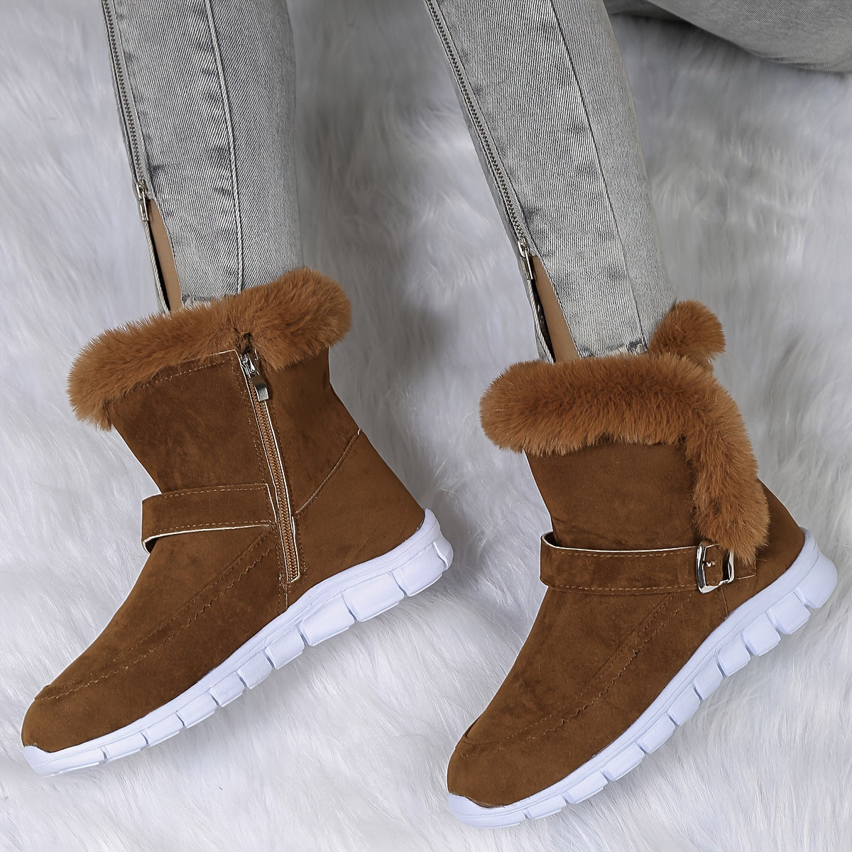 R&B | Schneestiefel mit Schnalle und Seitenreißverschluss