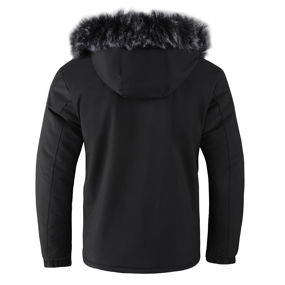 R&B | Herrenjacke mit Abnehmbarer, Pelzgefütterter Kapuze
