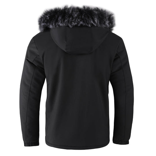 R&B | Herrenjacke mit Abnehmbarer, Pelzgefütterter Kapuze