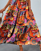R&B | Ärmelloses, Lockeres, Langes Kleid mit Print