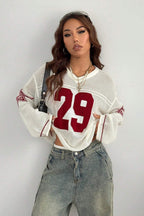 R&B | Gemütlicher V-Ausschnitt Strickpullover mit Digitaldruck