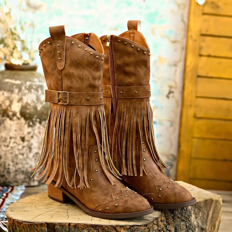 R&B | Vintage-Cowboy-Stiefel mit Quaste