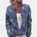 R&B | Blauer Blumenmuster Cardigan