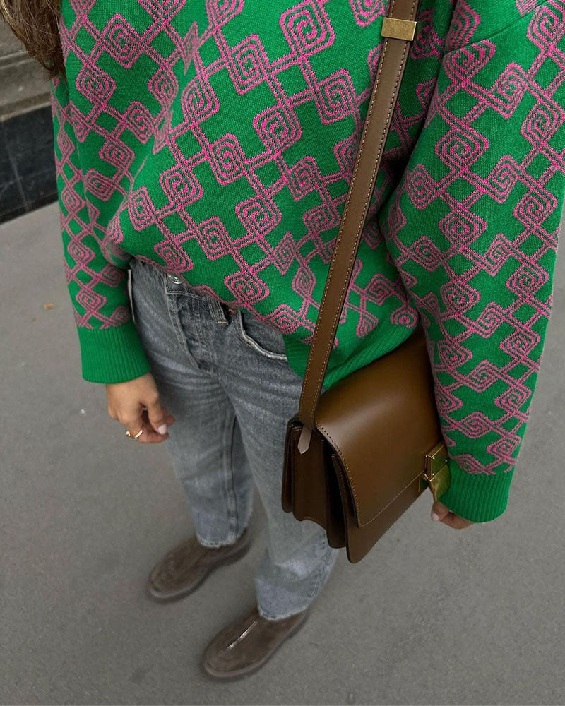 R&B | Muster Strickpullover Weich und Trendy Statement-look