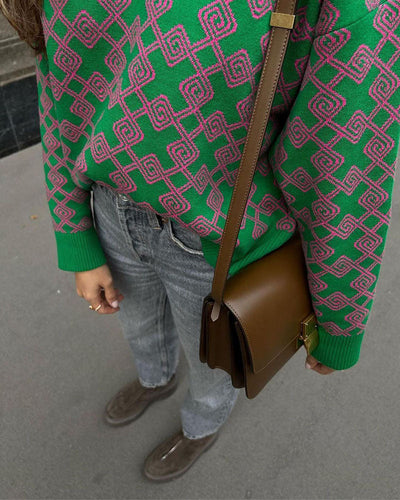 R&B | Muster Strickpullover Weich und Trendy Statement-look