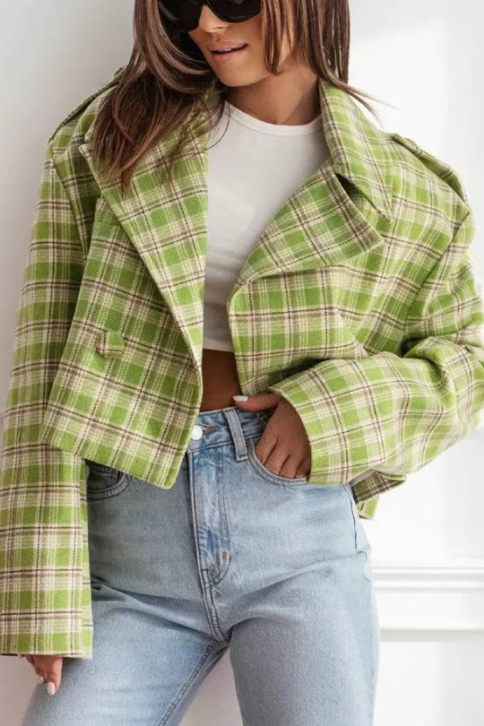 R&B | Herbst/Winter Wendekragen Karomuster Jacke