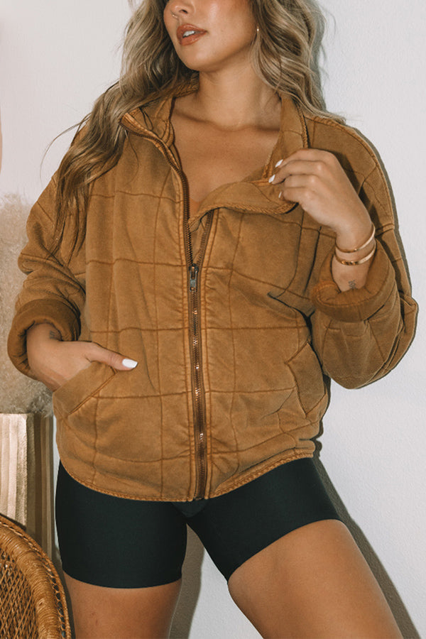 R&B | Aufgesetzte Tasche Steppjacke Crop
