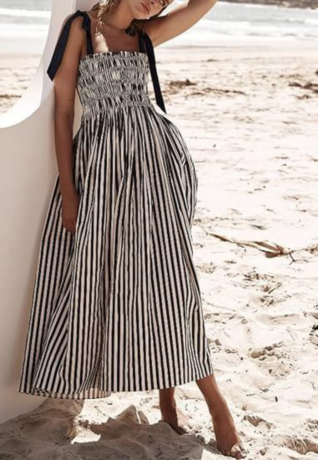 R&B | Gestreiftes Hosenträgerkleid mit Taschen