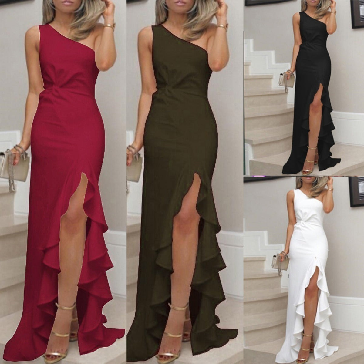 R&B | Swing-Kleid mit geteiltem Rüschensaum