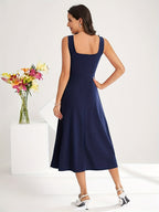 R&B | Elegantes Kleid mit Trägern Dunkelblau Farbe