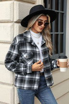 R&B | Eingeschnittener Karomuster-Kragen Jacke mit herabgesetztem Schulterdesign