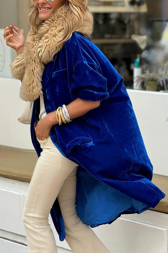 R&B | gold velvet Trenchcoat lange Rock Jacke
