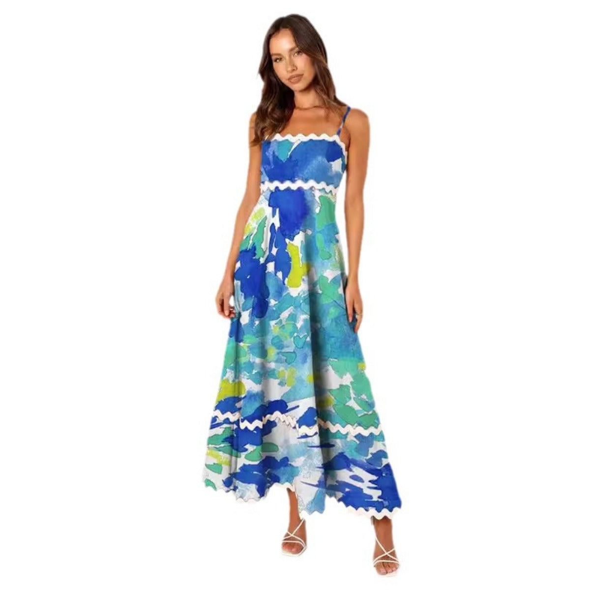 R&B | Einfarbiges Spitzen-Hosenträger-Röhrentop-Kleid