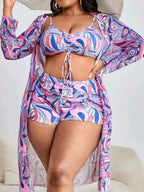 R&B | Große lange Bluse hohe Taille Boxershorts Badeanzug