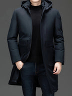 R&B | Lange Winterjacke mit Kapuze Polyester Warm und Windabweisend
