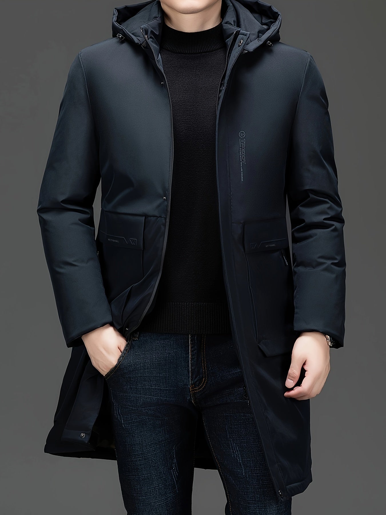 R&B | Lange Winterjacke mit Kapuze Polyester Warm und Windabweisend