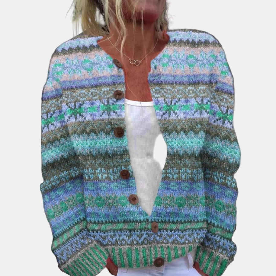 R&B | Gedruckte Blaue Strickjacke