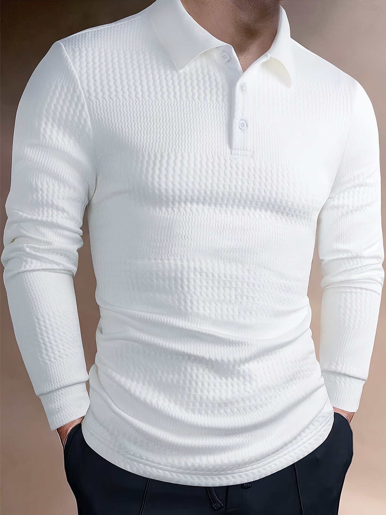 R&B | Elegante Langärmelige Polo Texturiertes Design Stilvoll und Komfortabel