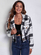 R&B | Karierter Knopf-Front-Jacke mit Taschen