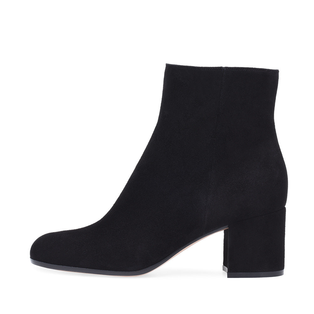 R&B | Damen Chunky Heel Rund-Toe Mittel-Hügel Stiefel