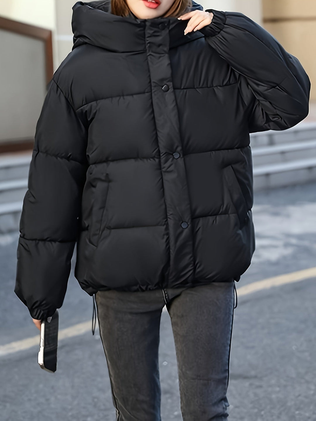 R&B | Dicke Lässige Winterjacke mit Kapuze und Reißverschluss für Frauen Perfekt für Herbst-Winter