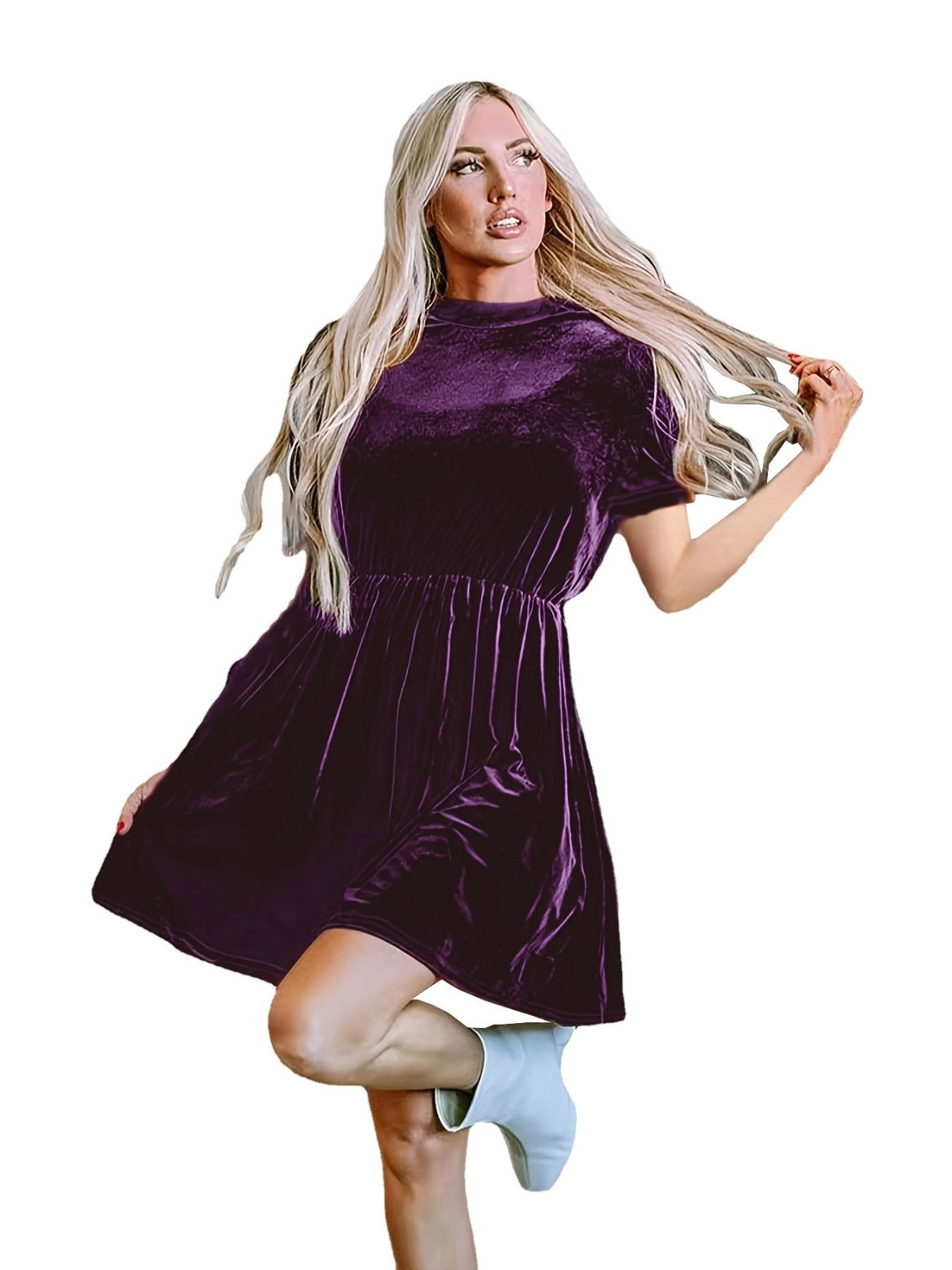 R&B | Einfarbiges Samtkleid