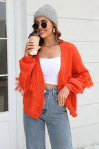 R&B | Fransenbesatz Offene Vorder-Cardigan