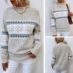 R&B | Strickpullover Nordisches Muster Weiche Wollmischung Rundhalsausschnitt Langarm