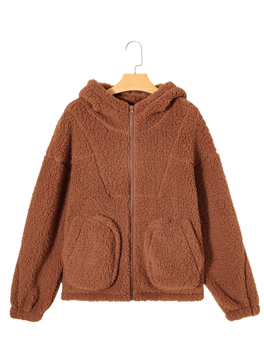 R&B | Damen Relaxed Fit Zip Up Teddyjacke