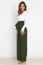 R&B | Hohe Taille Paperbag Hose mit Schleifendetail