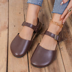 R&B | Retro Damen Slingback Sandalen mit Kork und Geschlossener Spitze