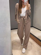R&B | lässiges V-Ausschnitt Pullover- und Hose-Set