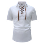 R&B | Leinen Revers Tether V-Ausschnitt Kurzarm-Shirt