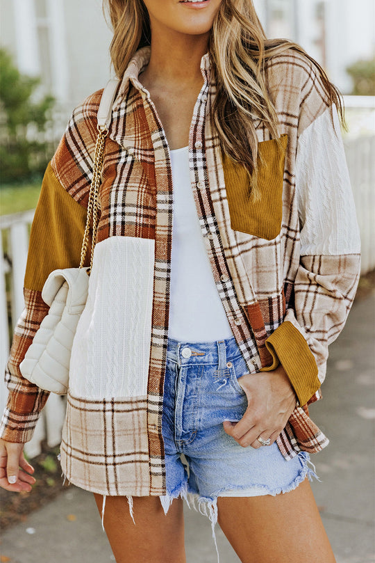 R&B | Gitterhemde mit Patchwork-details Baumwollmischung Perfekt für Layering