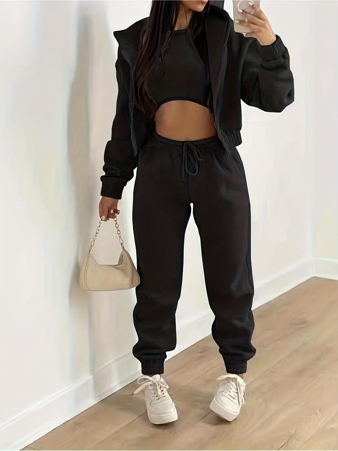 R&B | Kapuzenjacke & Tanktop & Jogginghose Drei Teilige Satz Outfits