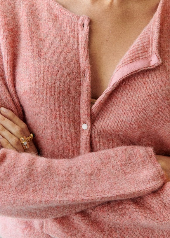 R&B | Superweicher Chint-Cardigan mit Knöpfen