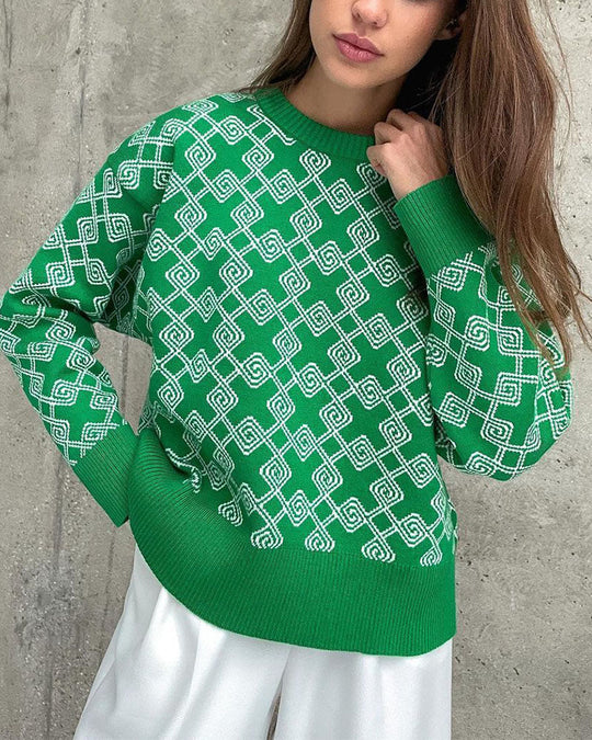 R&B | Muster Strickpullover Weich und Trendy Statement-look